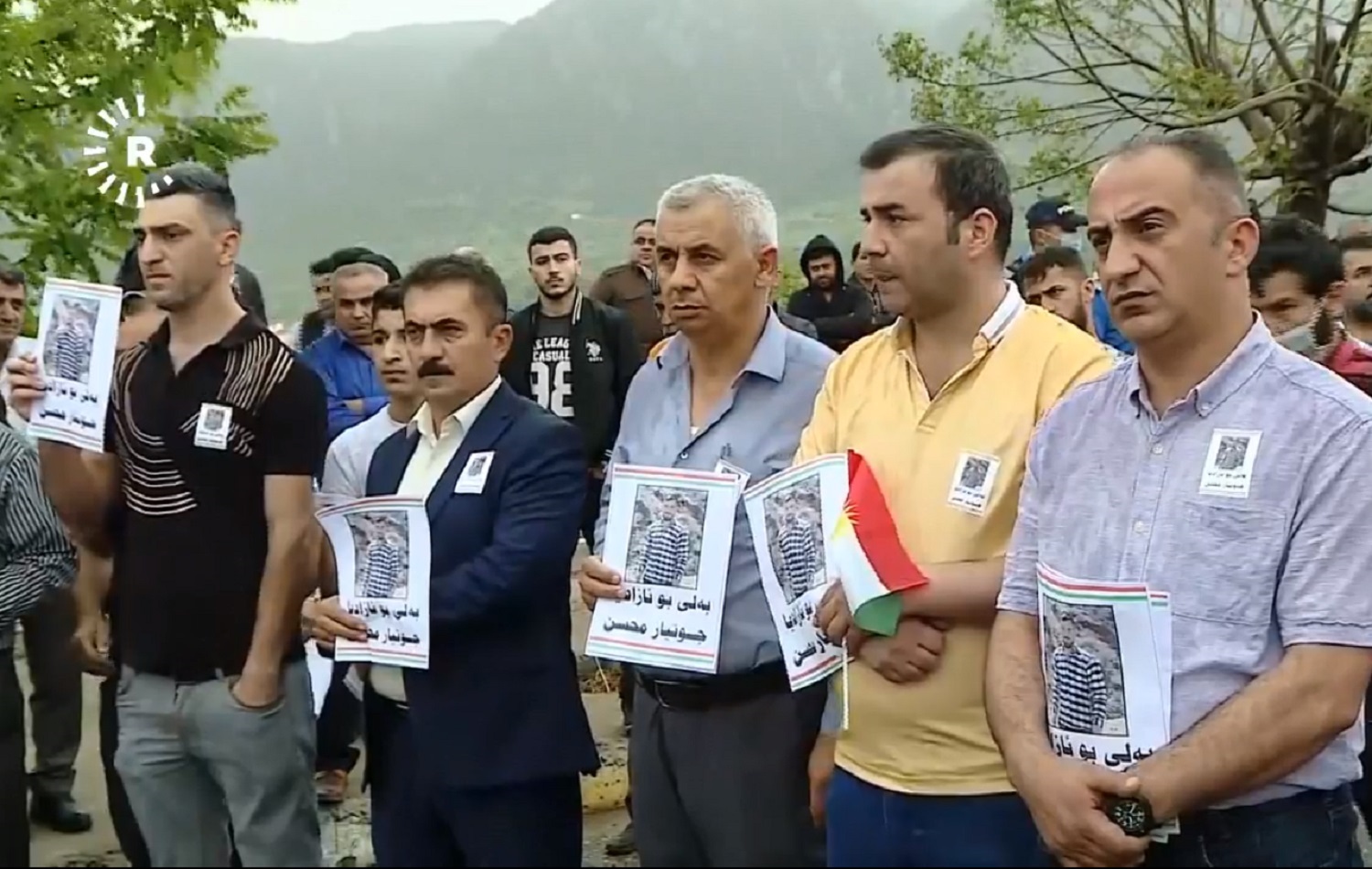 Family members and relatives of Jutyar protest in Amedi town on May 5, 2020. Photo: screengrab from Rudaw video